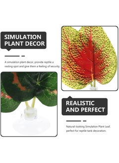 SYOSI Reptile Plants Leaves, 5Pcs Artificial Plants, Terrarium Plants Habitat Decoration Accessories Decorate Grass Leaf with Suction Cup for Gecko Snake Tortoise, Decorative Landscaping Simulation Plant  - Image 5