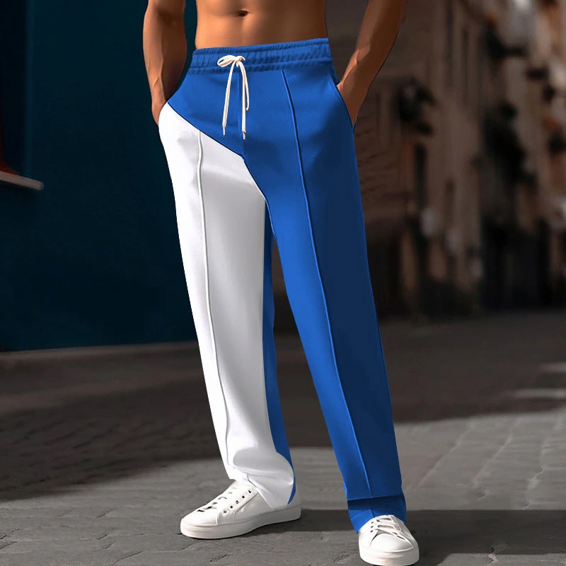 Men's Casual Straight Leg Pants Lightweight Loose Fit Sportswear Contrast Trim - Image 5