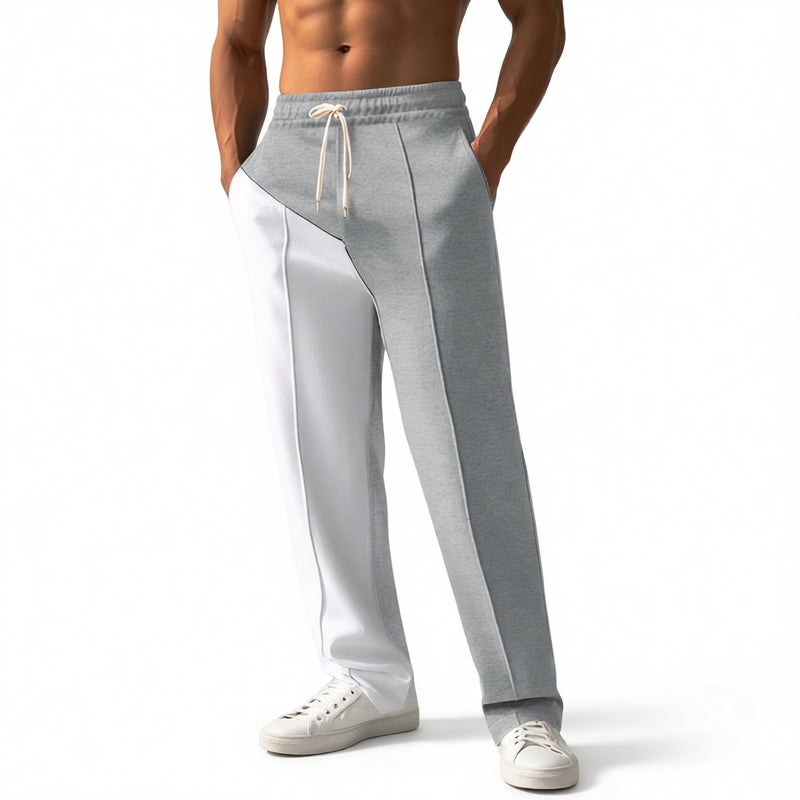 Men's Casual Straight Leg Pants Lightweight Loose Fit Sportswear Contrast Trim - Image 1