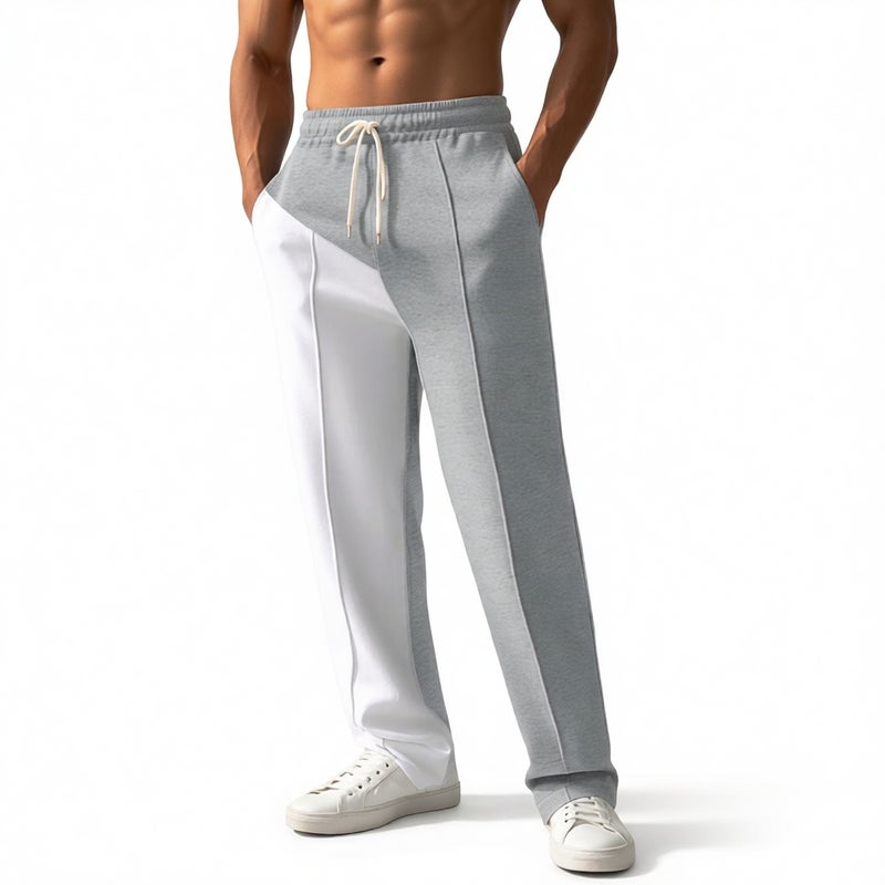 Men's Casual Straight Leg Pants Lightweight Loose Fit Sportswear Contrast Trim - Image 2
