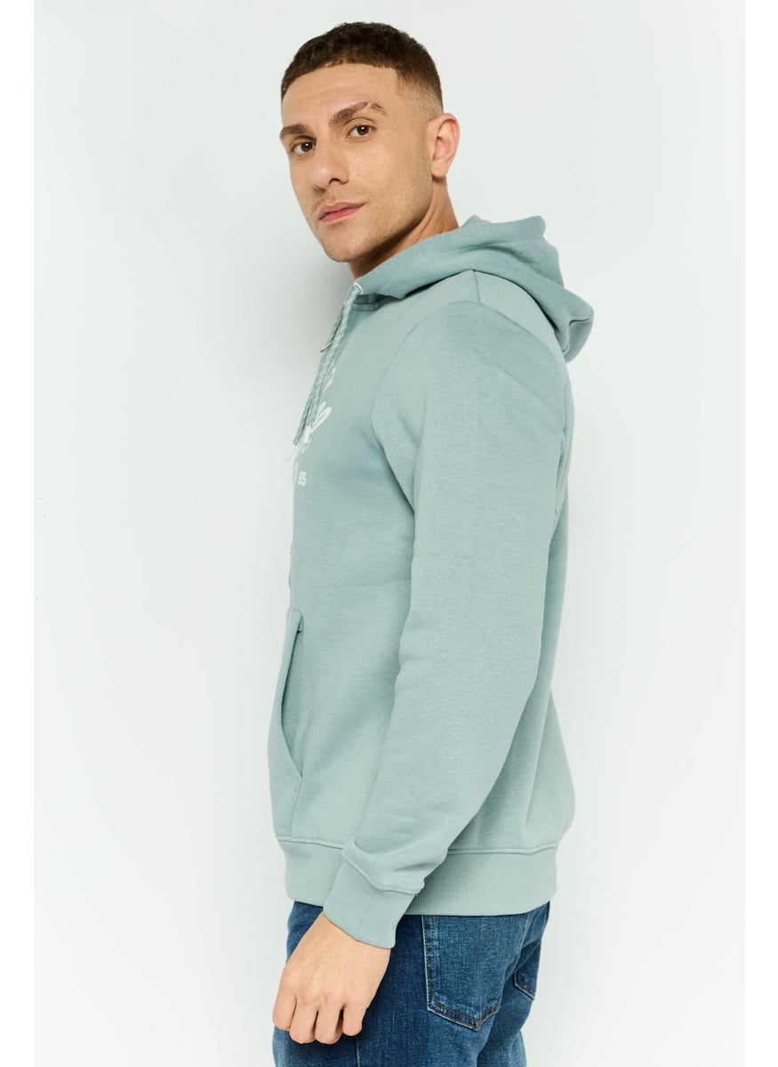 Threadbare Men Graphic Print Long Sleeve Hoodie, Slate Blue  - Image 2