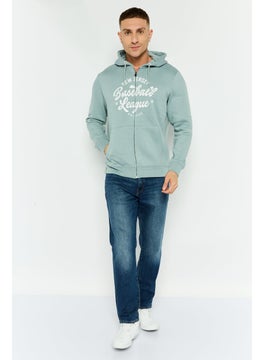 Threadbare Men Graphic Print Long Sleeve Hoodie, Slate Blue  - Image 4