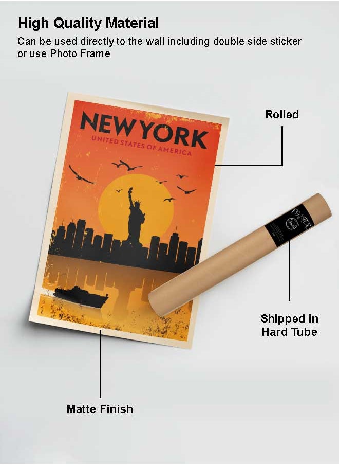 LOWHA Poster Painting Art With Four Separate Pieces Of Double-Sided Stickers New York Usa For Home Bedroom Living Room And Office Decor  - Image 2