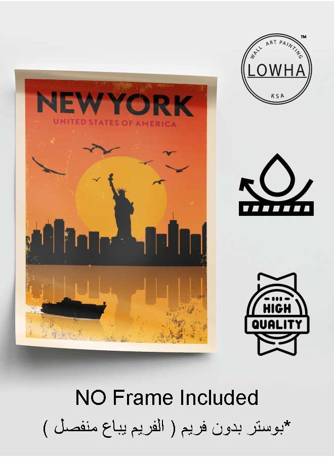 LOWHA Poster Painting Art With Four Separate Pieces Of Double-Sided Stickers New York Usa For Home Bedroom Living Room And Office Decor  - Image 3