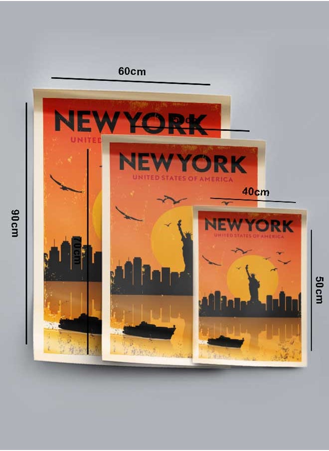 LOWHA Poster Painting Art With Four Separate Pieces Of Double-Sided Stickers New York Usa For Home Bedroom Living Room And Office Decor  - Image 4