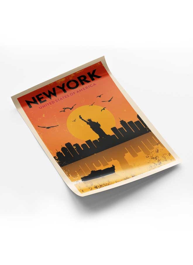 LOWHA Poster Painting Art With Four Separate Pieces Of Double-Sided Stickers New York Usa For Home Bedroom Living Room And Office Decor  - Image 1