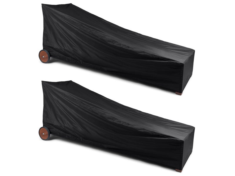 Covermates Chaise Lounge Cover - Light Weight Material, Weather Resistant, Elastic Hem, Seating and Chair Covers, 30W x 82D x 38H - Set of 2, Black