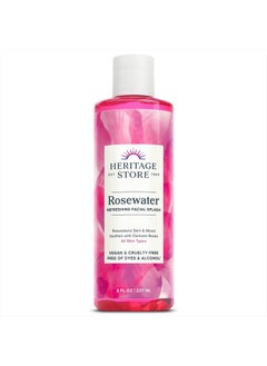 Heritage Store ماء الورد من Heritage Store، تركيبة مرطبة للبشرة والشعر، بدون صبغات أو كحول، نباتي، 8 أونصة  - Image 1