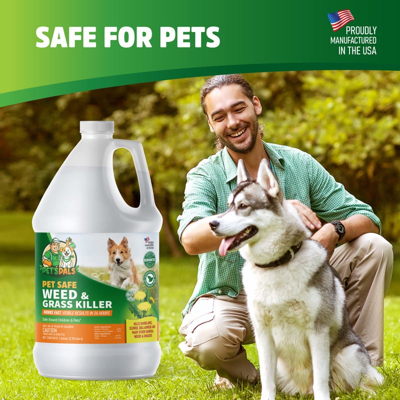 PET'S PALS مبيد الأعشاب الطبيعي لصديق الحيوانات الأليفة | رذاذ آمن للحيوانات الأليفة | مبيد أعشاب طبيعي جاهز للاستخدام | آمن للبيئة | آمن للنحل | خالي من الجليفوسات | آمن للأطفال (1 جالون) - Image 3