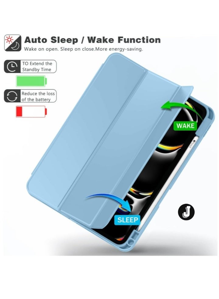 JAJEEK "2024 iPad Pro 11" Case (M4, 5th Gen) – Smart Case with Pencil Holder, Touch ID Support & Auto Wake/Sleep Function (Azure Blue)" - Image 4