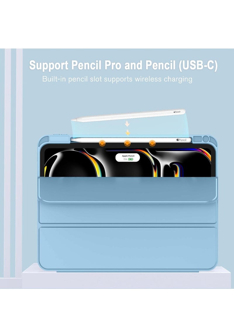 JAJEEK "2024 iPad Pro 11" Case (M4, 5th Gen) – Smart Case with Pencil Holder, Touch ID Support & Auto Wake/Sleep Function (Azure Blue)" - Image 3