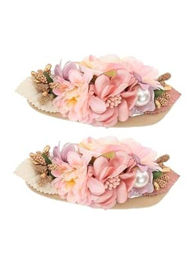 Floral Hairband For Newborns Soft Photo Accessories 2 Pack White - Image 1