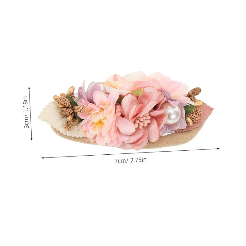 Floral Hairband For Newborns Soft Photo Accessories 2 Pack White - Image 3