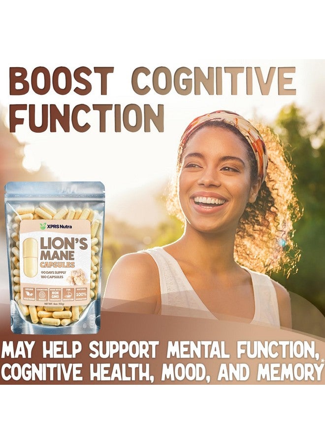 XPRS Nutra Organic Lions Mane Supplement Capsules - 180 Count (90 Day Supply) of Premium Lion's Mane Mushroom Capsules for Mental Clarity, Cognition and Immunity Lions Mane Powder Capsules - Image 2