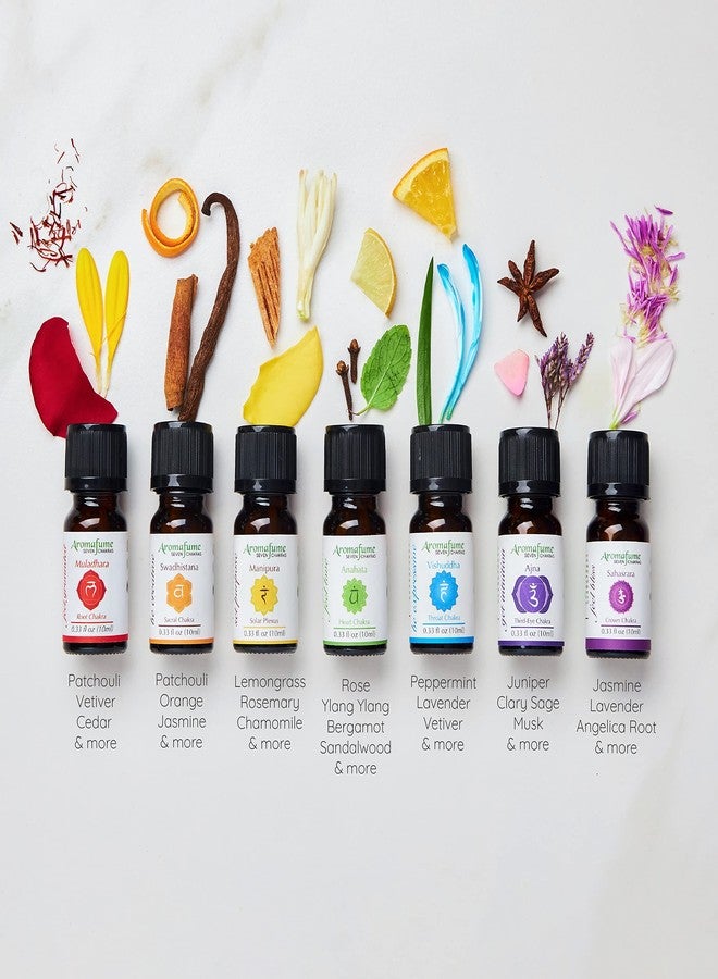 Aromafume Chakra Essential Oil Diffuser Blend Gift Set by Aromafume | 7x 10ml/0.33 fl oz |Aromatherapy Oils for Meditation, Chakra Balance| Yoga & Reiki Gifts| Essential Oil Set for Plexus, Root Chakra & more - Image 3