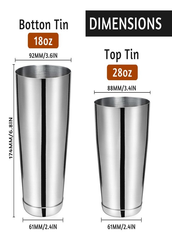 LINALL طقم خلط كوكتيلات بوسطن من الفولاذ المقاوم للصدأ - قطعتان، 18 أونصة و28 أونصة، طقم خلط كوكتيلات احترافي للبارمان - Image 3
