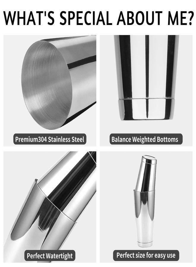 LINALL طقم خلط كوكتيلات بوسطن من الفولاذ المقاوم للصدأ - قطعتان، 18 أونصة و28 أونصة، طقم خلط كوكتيلات احترافي للبارمان - Image 2