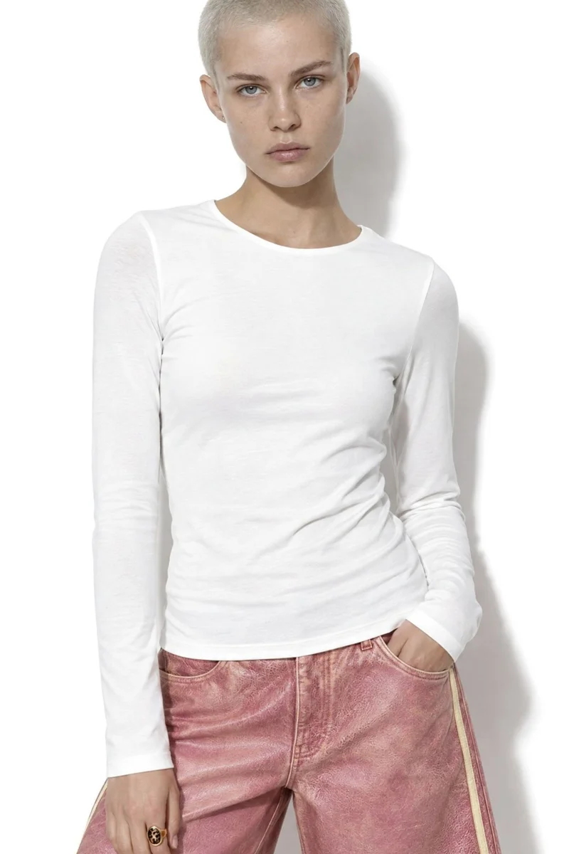 BUSEM Slim Fit Cotton Jersey Blouse