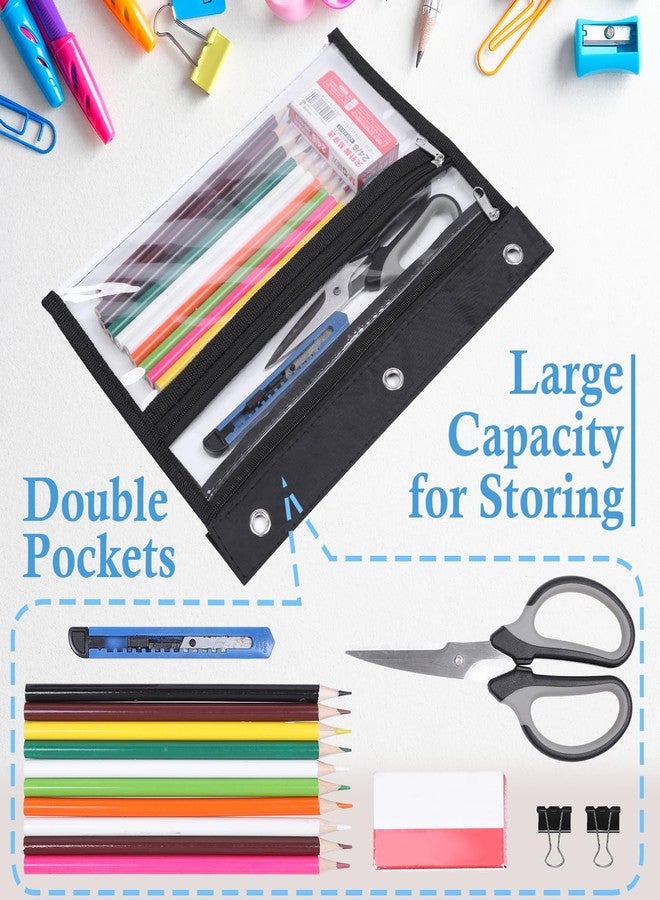 YoeeJob حقائب أقلام رصاص بسحاب من YoeeJob، عبوة من قطعتين، مناسبة للمجلدات ذات الثلاث حلقات، نافذة شفافة وجيبان، مثالية للوازم المدرسية والمكتبية. - Image 5