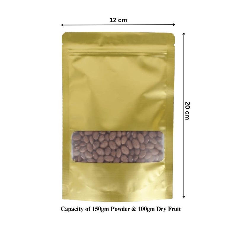 Deera DEERA Stand Up Ziplock Reusable Airtight Polyester Storage Pouch Gold120mmX200mmPack of 50  - Image 3