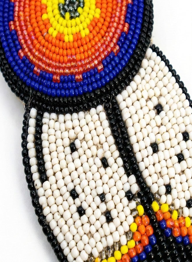 La vivia Handmade Beaded Hair Barrette,Native American Style Seed Beads Hair Clip,Hair Band for Women,One of a kind Fashion Jewelery.(White/Black Feather) - Image 2