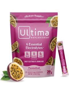 Ultima Replenisher Hydration Electrolyte Packets- Keto & Sugar Free- Feel Replenished, Revitalized- Naturally Sweetened- Non-Gmo & Vegan Electrolyte Drink Mix- Passionfruit, 20 Count  - Image 1