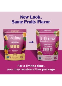 Ultima Replenisher Hydration Electrolyte Packets- Keto & Sugar Free- Feel Replenished, Revitalized- Naturally Sweetened- Non-Gmo & Vegan Electrolyte Drink Mix- Passionfruit, 20 Count  - Image 2