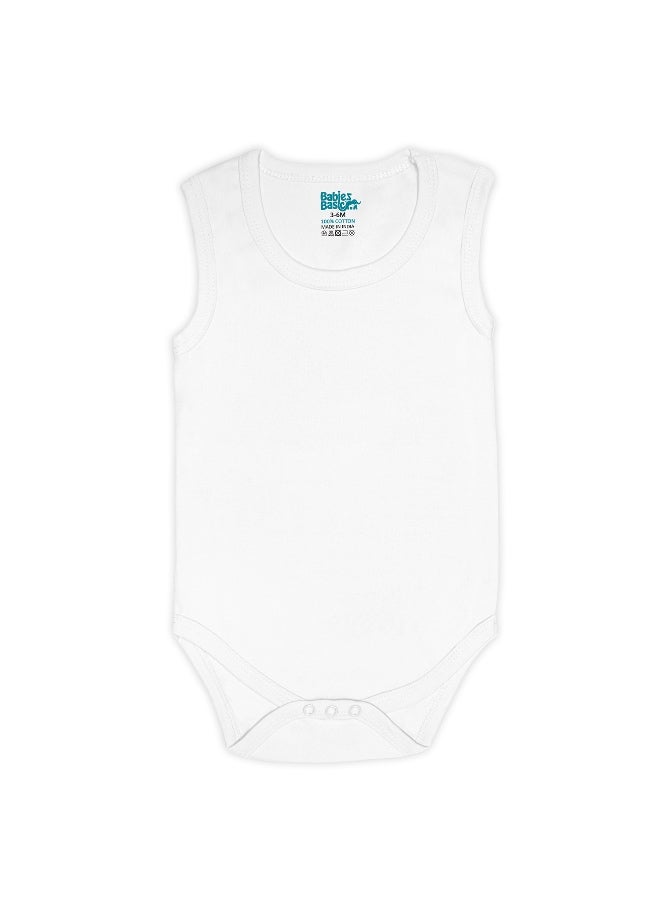 Babies Basic 100% Super Combed Cotton, Sleeveless Romper/Bodysuit, For New Born To 24Months, Set Of 6 - White  - Image 5