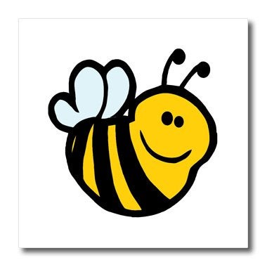 3DROSE 3dRose ht_118812_1 Silly Little Bumble Bee Smiling Cartoon Character Iron on Heat Transfer, 8 by 8-Inch  - Image 1