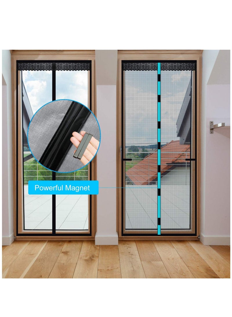 Y&D Magnetic Screen Door, Anti Mosquito Mesh Fly Curtain, Top-to-Bottom Seal Snaps Shuts Automatically, Keep Fresh Air in & Bugs Out (100x200CM,Black)  - Image 4
