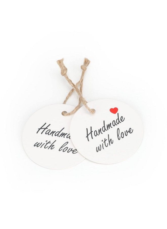 jijAcraft 100Pcs Handmade With Love Tags100Pcs White Paper Gift Tags With Stringmade With Love Gift Wrap Tags 2” Round Brown Label Tags For Home Made Craftscandle Tinswedding&Birthday Party Favors  - Image 5