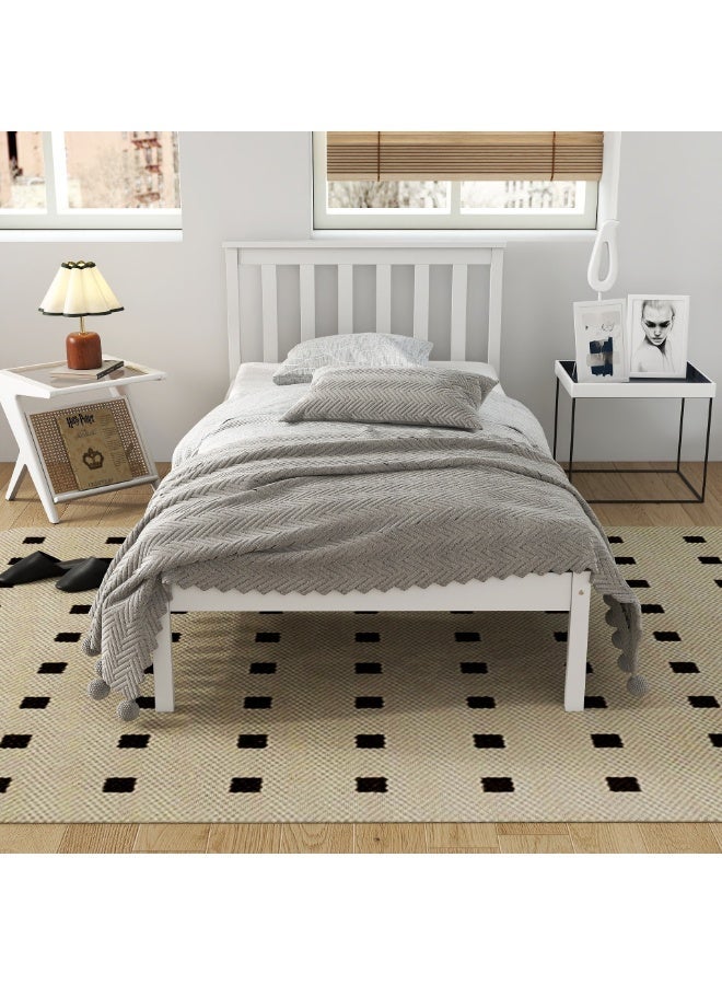متجر ان زون سرير نفر خشبي أبيض فاخر بتصميم عصري مع لوح رأس أنيق – مقاس 190 × 90 سم – هيكل من خشب الصنوبر الطبيعي وشرائح خشب رقائقي متينة - Image 2