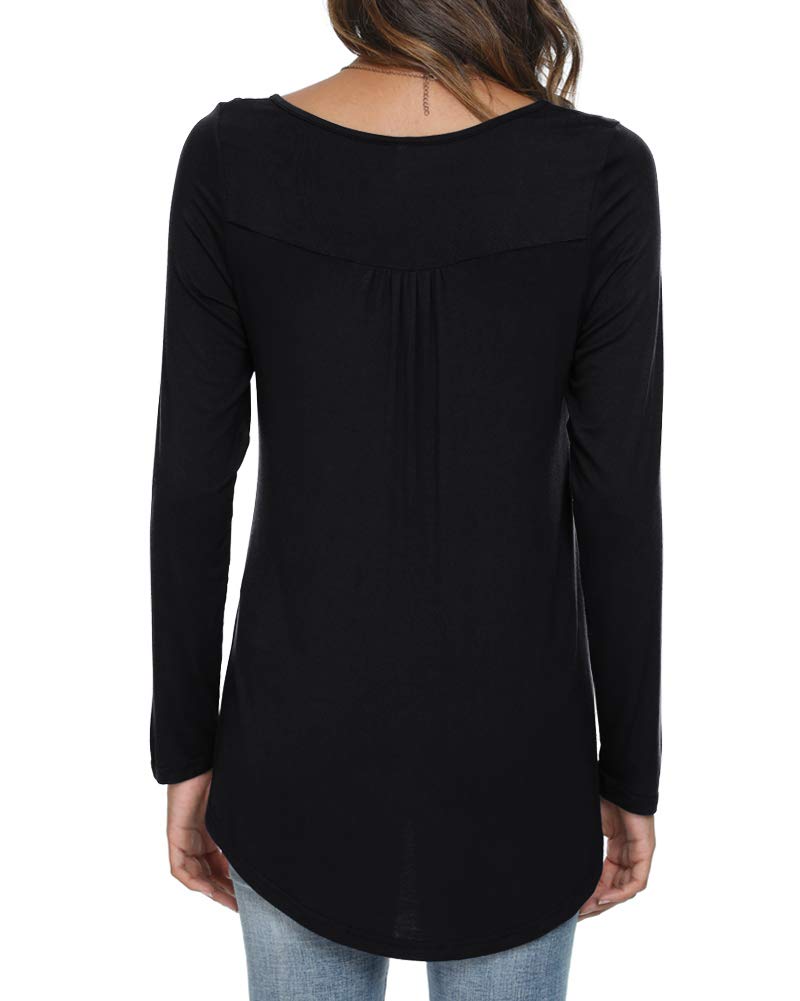 POPYOUNG Women's Long Sleeves Tunic Tops to Wear with Leggings Loose Fit Dressy Empire Waist Fall Tops XXL, Black - Image 3