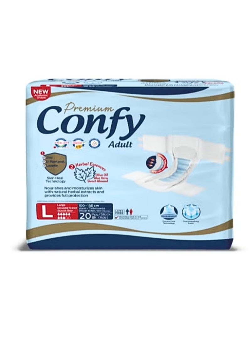 كونفي Premium Confy حفاضات للكبار - مقاس كبير (100-150 سم) - 20 قطعة - Image 1