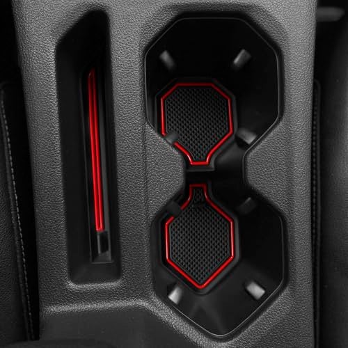 KENTUTO for Jetta Accessories 2026 2025 20242019 Cup Holder Protector Inserts Liners Mat Pad Anti Dust Coasters NonSlip Mat Car Interior Decoration Red Trim4pcsSet - Image 1