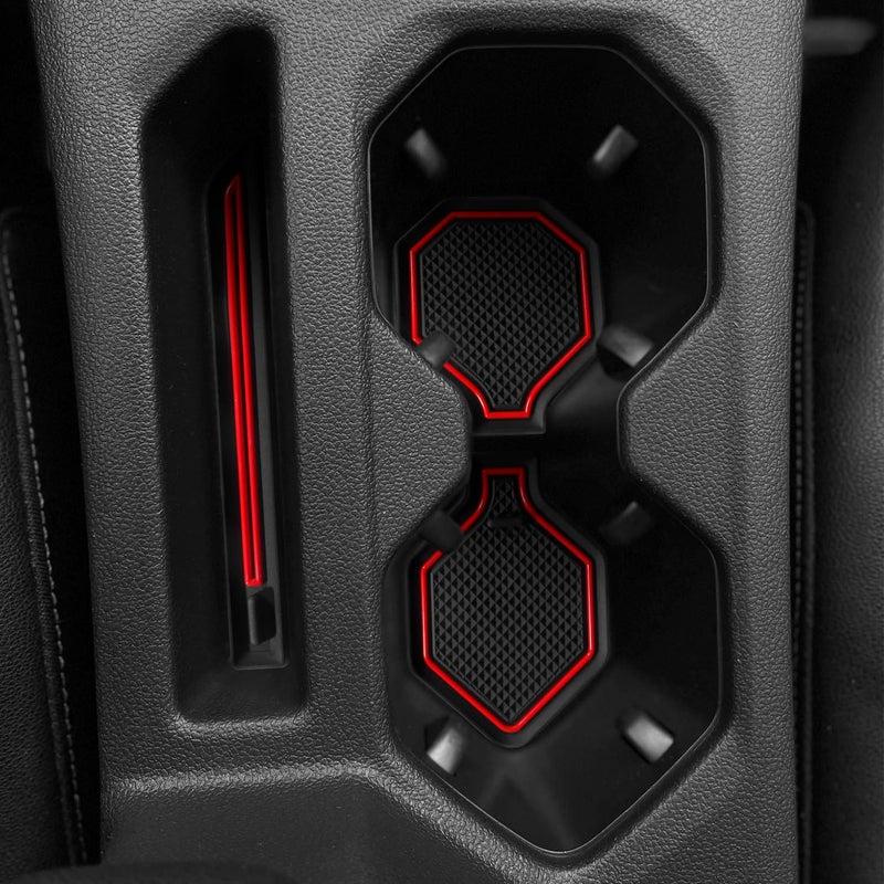 KENTUTO for Jetta Accessories 2026 2025 20242019 Cup Holder Protector Inserts Liners Mat Pad Anti Dust Coasters NonSlip Mat Car Interior Decoration Red Trim4pcsSet - Image 3