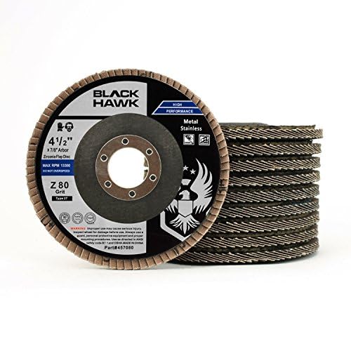BHA Grinding and Sanding Flap Discs T27, 4-1/2" x 7/8", 80 Grit - 10 Pack - Image 2