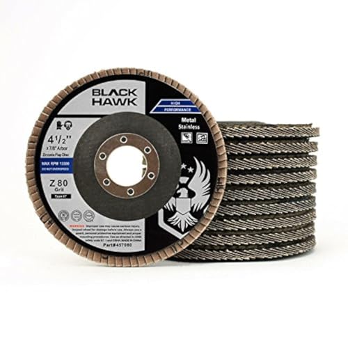 BHA Grinding and Sanding Flap Discs T27, 4-1/2" x 7/8", 80 Grit - 10 Pack - Image 1