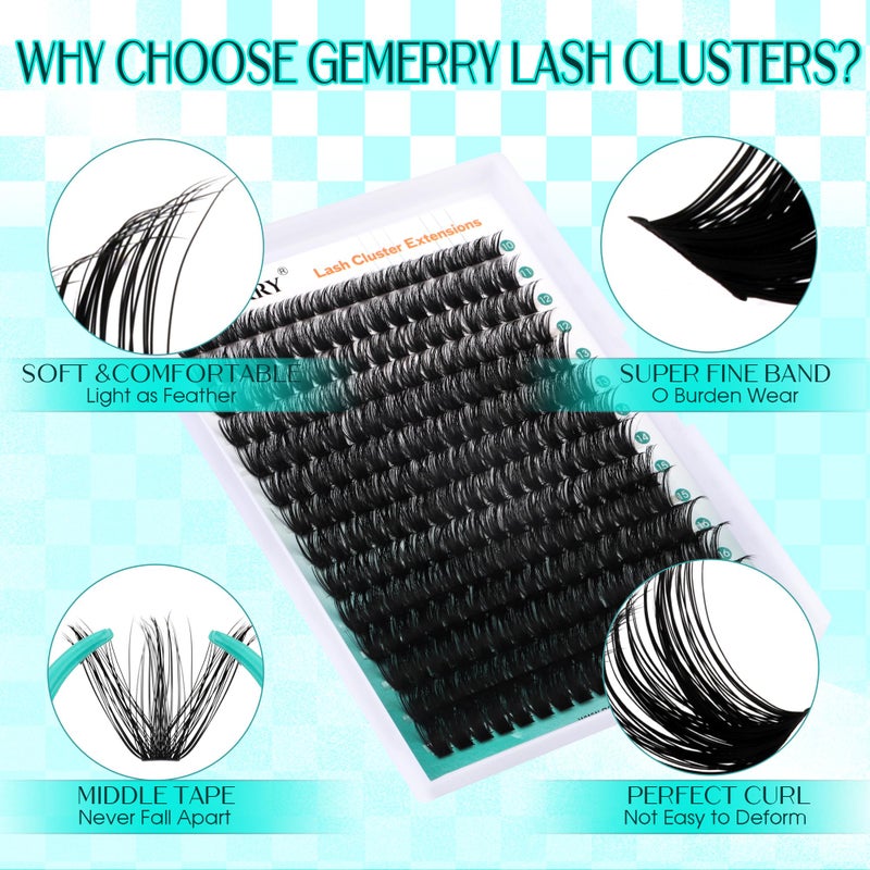 GEMERRY Eyelash Clusters Fluffy Lash Clusters Thick 280pcs 200D Cluster Eyelash Extensions DIY At Home Individual Lashes Cluster Lashes by GEMERRYï¼ˆ200P-10-18mm) - Image 3