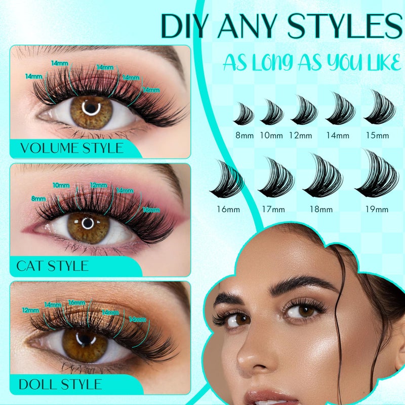 GEMERRY Eyelash Clusters Fluffy Lash Clusters Thick 280pcs 200D Cluster Eyelash Extensions DIY At Home Individual Lashes Cluster Lashes by GEMERRYï¼ˆ200P-10-18mm) - Image 4