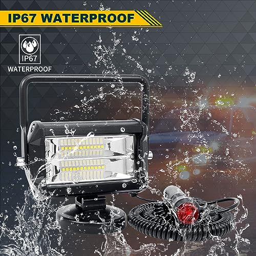 SKYWORLD 2Pcs Portable Magnetic Base Led Work Light Bar, 5 inch 72W Flood Beam, 12V 24V Off Road Driving Lights Fog Lamp for Car Truck 4x4 SUV ATV Tractors Excavator, 6000K White, Led Search Lights - Image 5