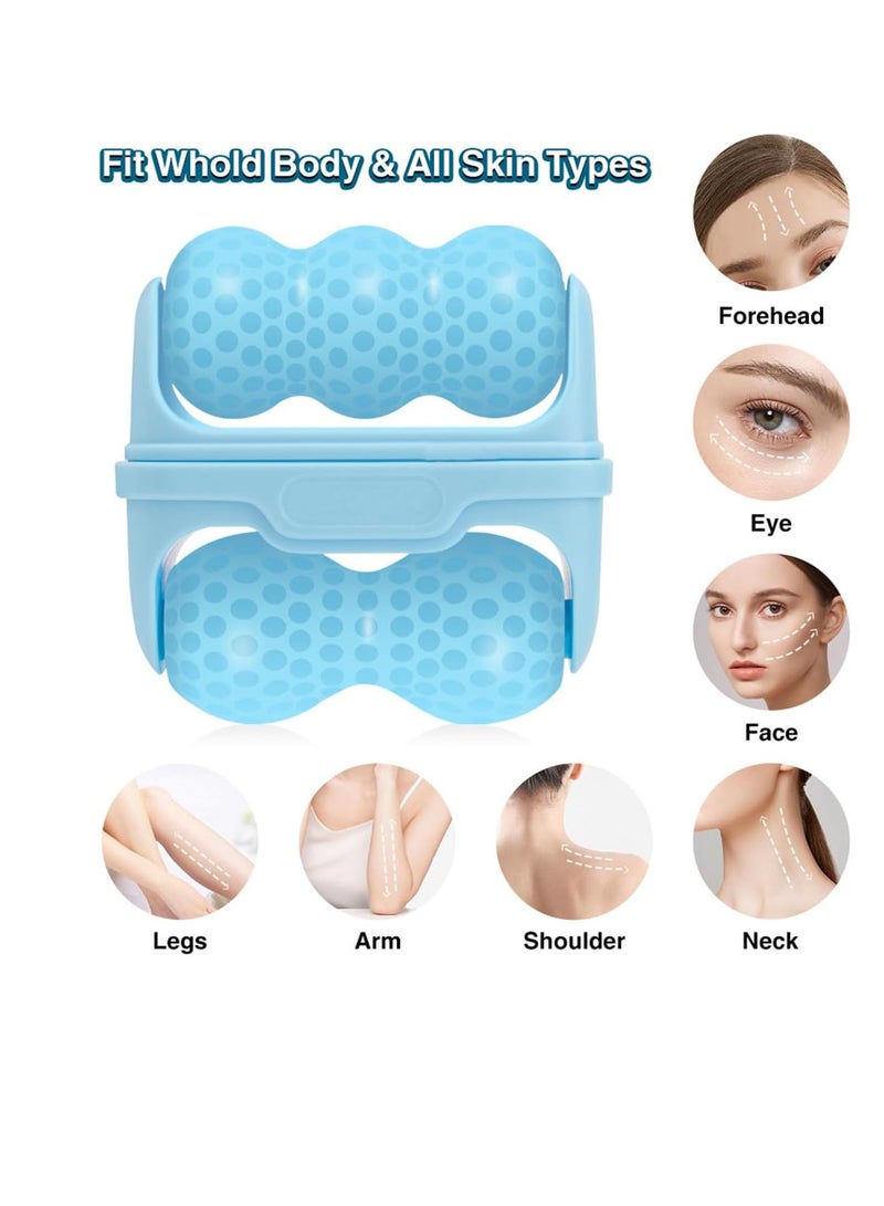 ECVV 2 في 1 بكرة ثلجية للوجه والعينين والجسم - رؤوس تدليك على شكل W و V، تقلص المسام، علاج بارد، قابلة لإعادة الاستخدام، تريح البشرة، ترفع وتشدد لمكافحة الانتفاخ - Image 2