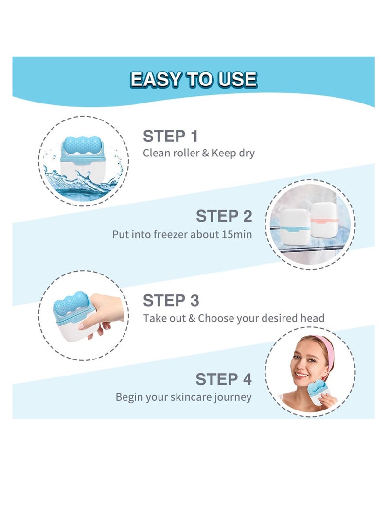 ECVV 2 في 1 بكرة ثلجية للوجه والعينين والجسم - رؤوس تدليك على شكل W و V، تقلص المسام، علاج بارد، قابلة لإعادة الاستخدام، تريح البشرة، ترفع وتشدد لمكافحة الانتفاخ - Image 5