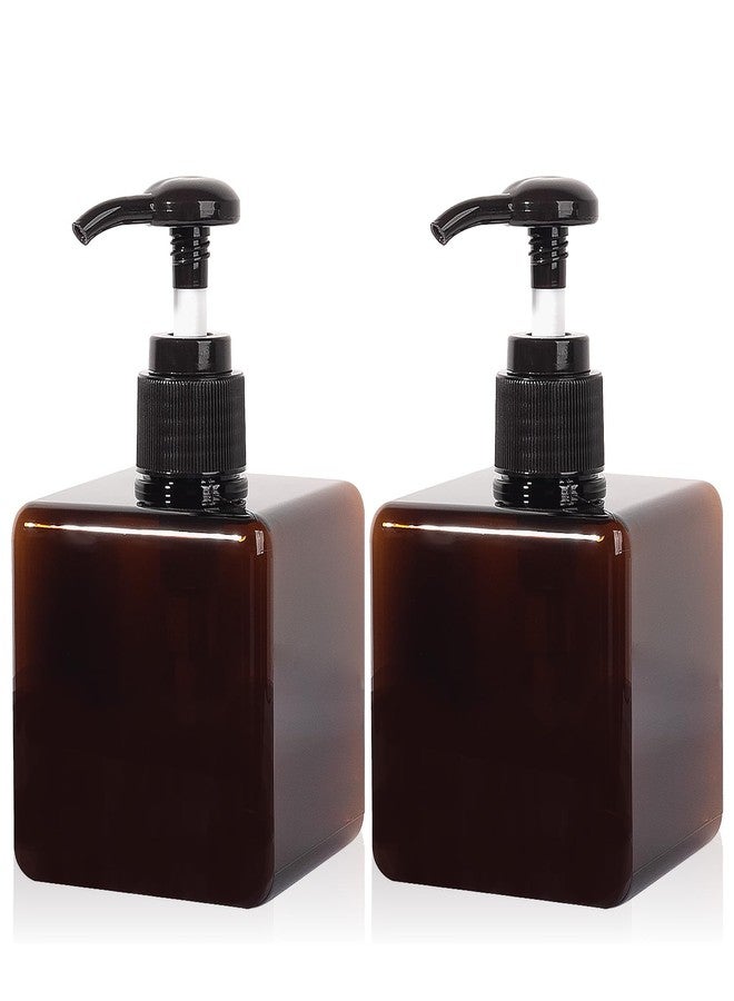 JiatuA Pump Bottle, 8.5oz/250ml Refillable Plastic Empty Lotion Soap Dispenser Liquid Container for Shampoo or Body Wash, 2 Pack Amber - Image 1