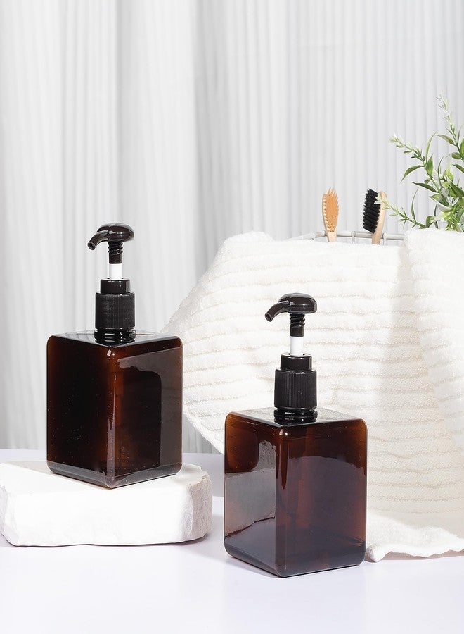 JiatuA Pump Bottle, 8.5oz/250ml Refillable Plastic Empty Lotion Soap Dispenser Liquid Container for Shampoo or Body Wash, 2 Pack Amber - Image 3