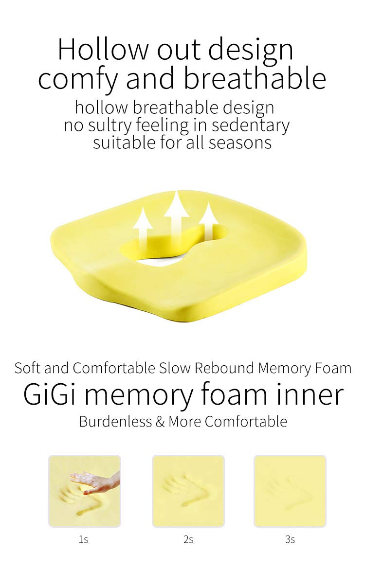 GiGi G-1585B Pure Memory Foam Breathable Car Seat Cushion Pad Ache Relief Pillow for Home/Office Chair, Car Seat (Grey), Pack of 1 - Image 5