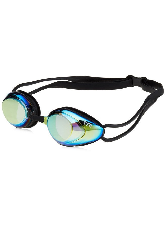 TYR Black Hawk Racing Mirrored Goggles, Gold Metal Rainbow Black, One Size - Image 1