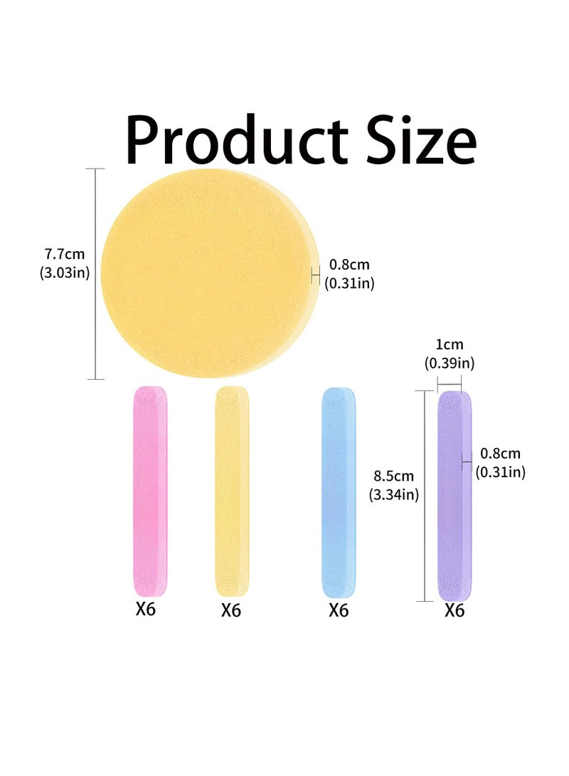 Gentle Exfoliating Makeup Sponges - Hypoallergenic Plant Cellulose - 24-Pack Multi-Color Set for Daily Skincare & Sensitive Skin - Image 2