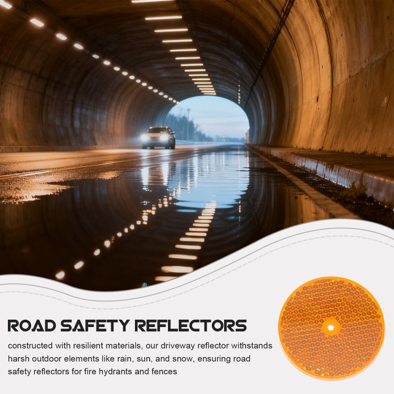 10pcs Front Reflector Round - Reflective Safety Warning Trailer Car Reflector For Driveway Dark Night - Image 4