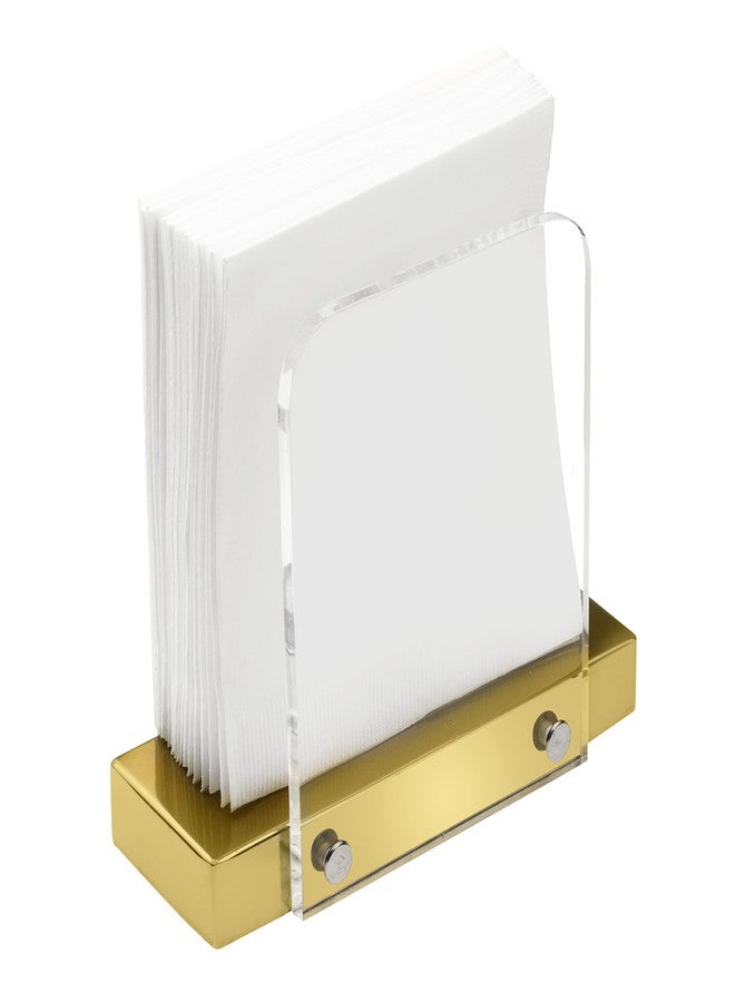 Tribello Modern Napkin Holder for Kitchen, Standing Napkin Holder for Tables, Clear Acrylic and Gold Steel Base Kitchen & Dining Room Decor - Image 1